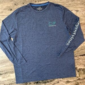 Vineyard Vines Performance Men's Heathered Blue Long Sleeve Tee